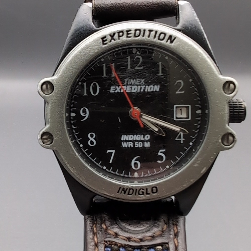 VTG Timex Expedition Indiglo WR 50M Womens Watch Black Dial Date Quartz WORKS